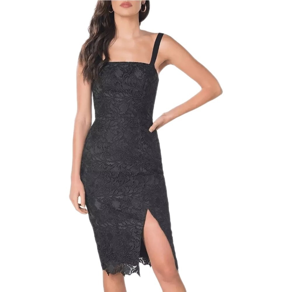 Dress The Population Katya Floral Lace Sheath Dress In Black Size Small